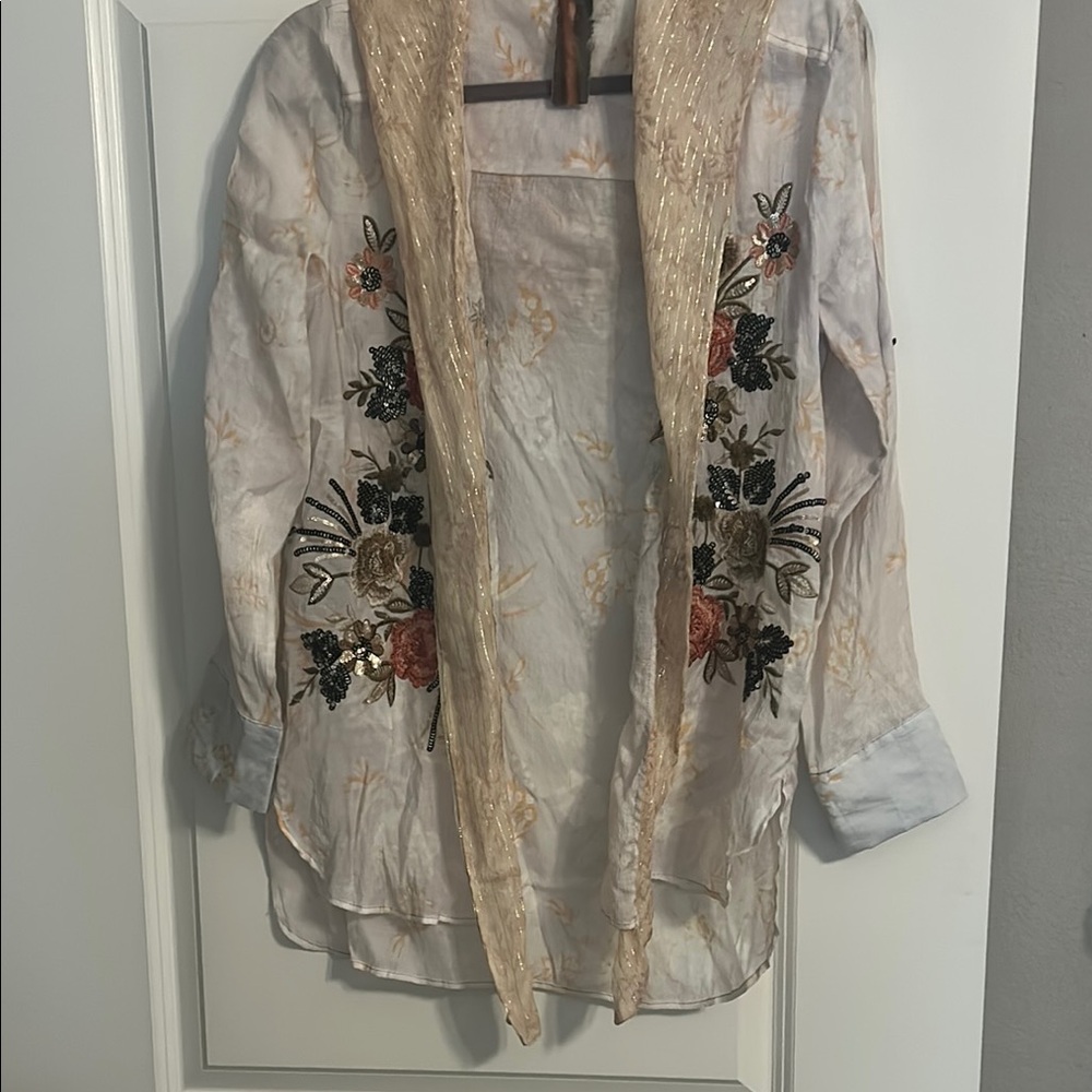 NWOT Specialty Boutique Floral Embroidered Sheer Top